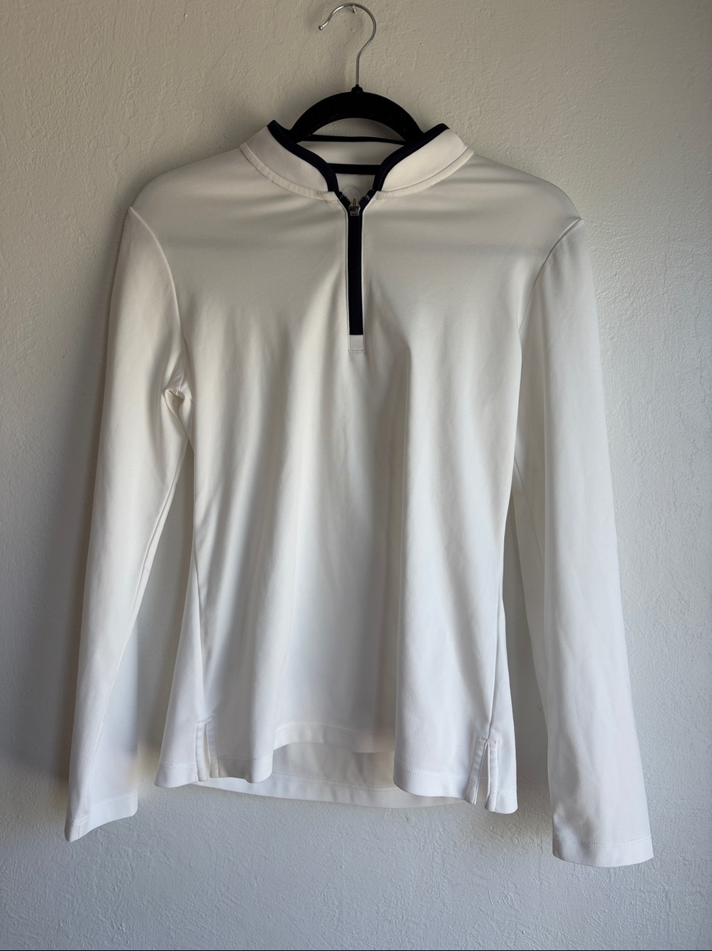 Tory Burch Sport 1/4 Zip White black Active Long Sleeve Size small